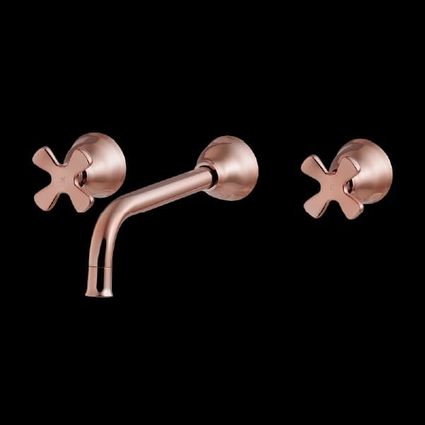 Vòi lavabo Gắn tường, nóng lạnh, 2 tay vặn Màu đồng L125BR khác biệt, chất lượng Nhật Bản