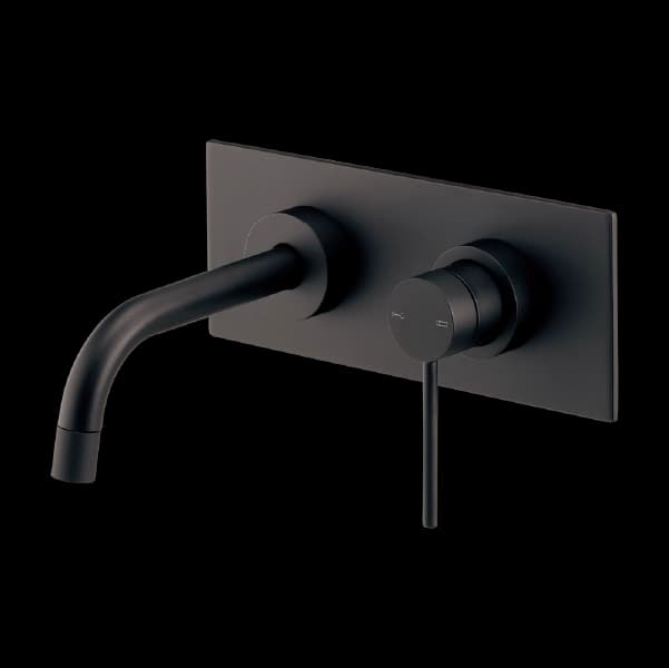 Vòi lavabo Gắn tường, nóng lạnh, 1 cần gạt Màu đen L199MD tinh giản, chất lượng Nhật Bản.