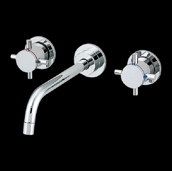 Vòi lavabo Gắn tường, nóng lạnh, 2 tay vặn Màu chrome L001CH - Hình ảnh 1 - Vòi rửa cao cấp Kurashi