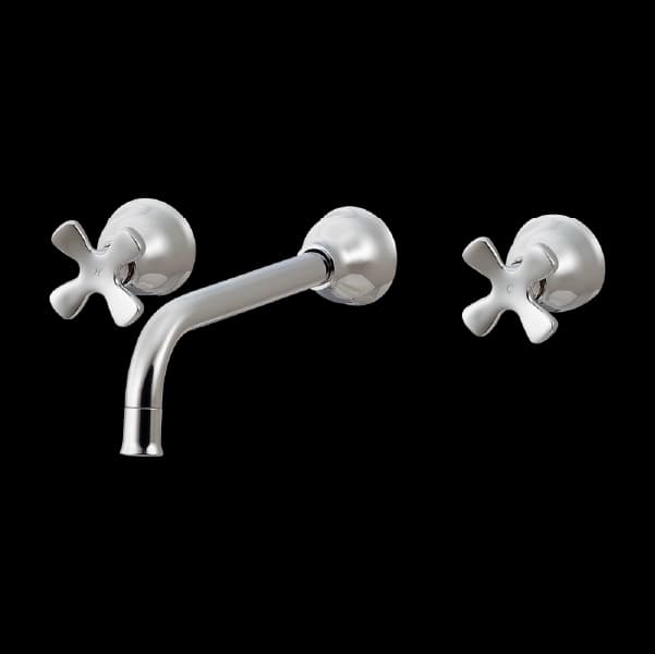 Vòi lavabo Gắn tường, nóng lạnh, 2 tay vặn Màu chrome L125CH - Hình ảnh 1 - Vòi rửa cao cấp Kurashi