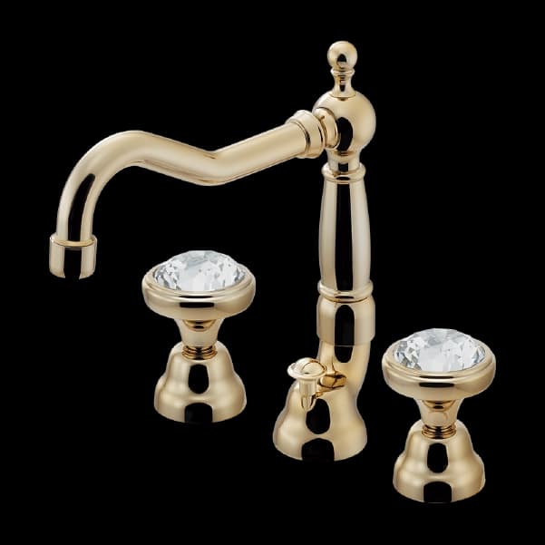 Vòi lavabo Nóng lạnh, 2 nút vặn Màu vàng L153AG - Hình ảnh 1 - Vòi rửa cao cấp Kurashi