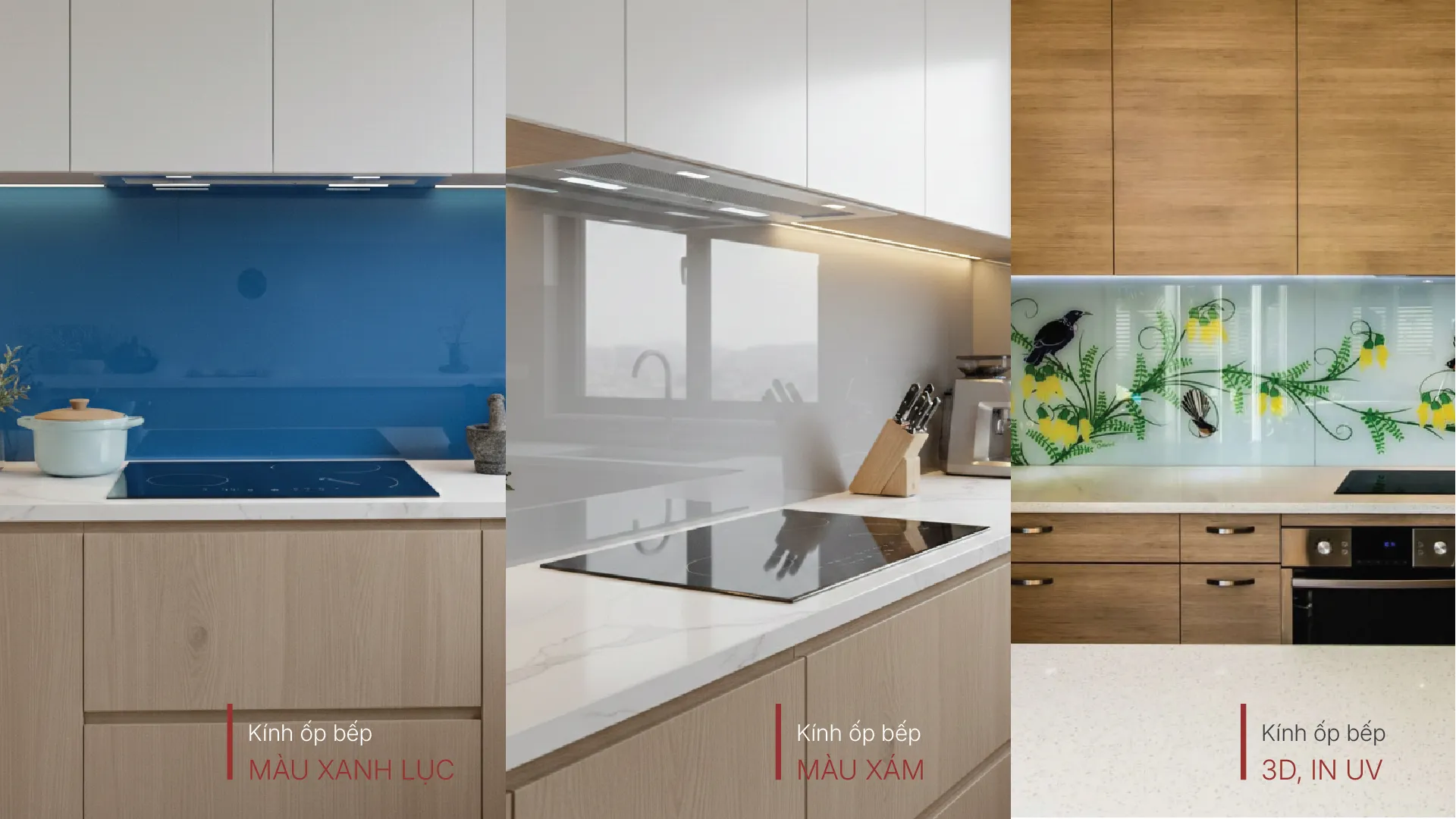 các loại kính ốp bếp phổ biến